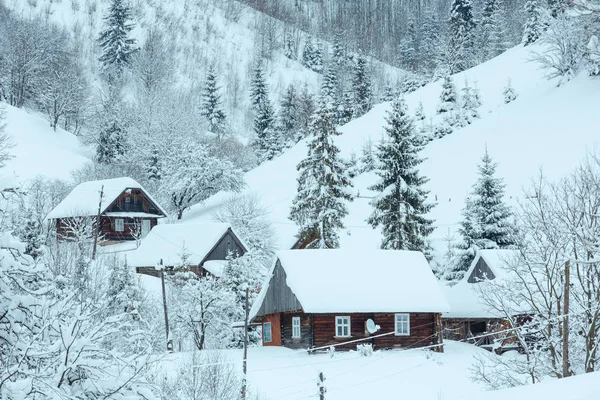 Vinter ukrainska Karpaterna landskap. — Stockfoto