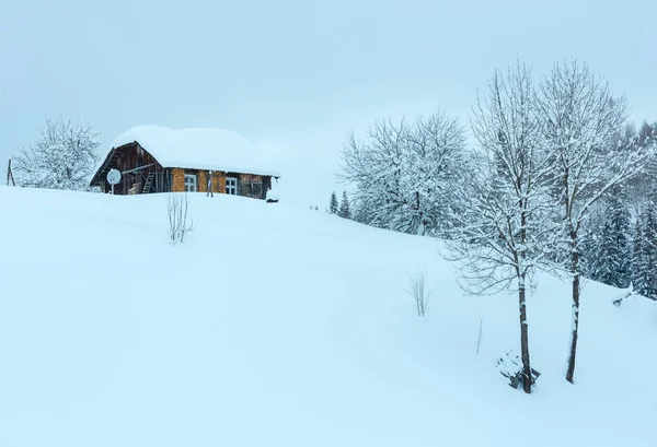 Winter Karpatische dorp. — Stockfoto