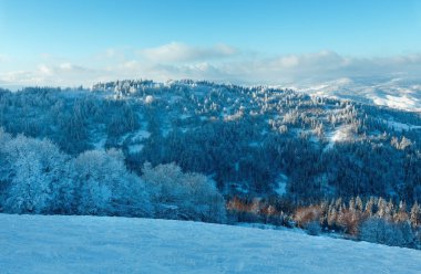 Kış Karpat Dağları manzara, Ukrayna.