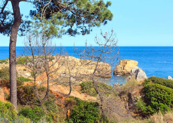 Blick auf die felsige Atlantikküste (Algarve, Portugal)). — Stockfoto