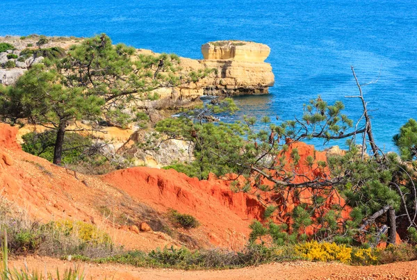Blick auf die felsige Atlantikküste (Algarve, Portugal)). — Stockfoto