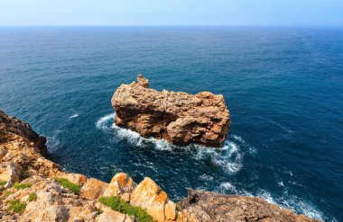 Kayanın üzerinde leylek yuvası.