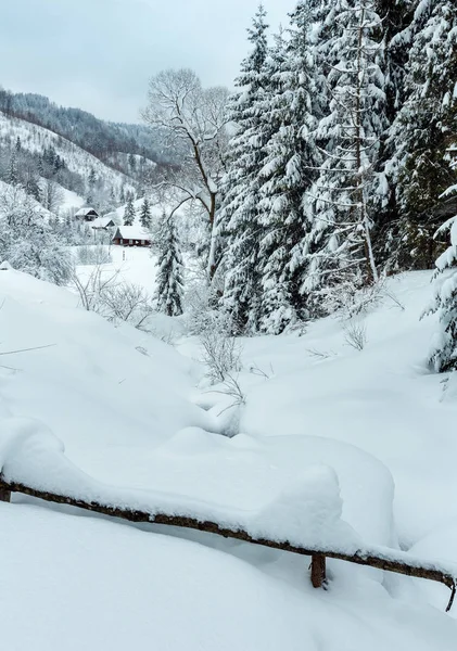 Inverno ucraniano montanhas dos Cárpatos paisagem . — Fotografia de Stock