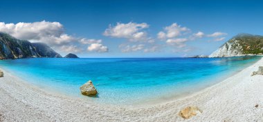 Petani plaj yaz panoraması (kefalonia, Yunanistan)