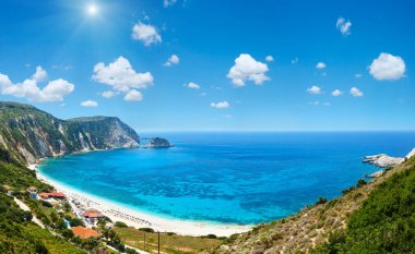 Petani plaj yaz panoraması (kefalonia, Yunanistan)