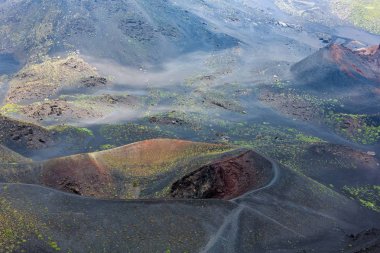 Etna yanardağı görünümü, Sicilya, İtalya