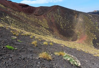 Etna yanardağı görünümü, Sicilya, İtalya