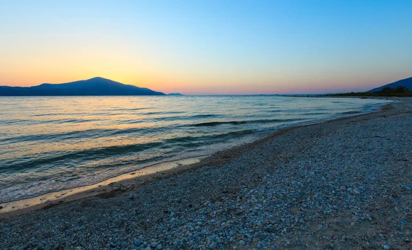 Coucher de soleil sur la plage de Borsh, Albanie . — Photo