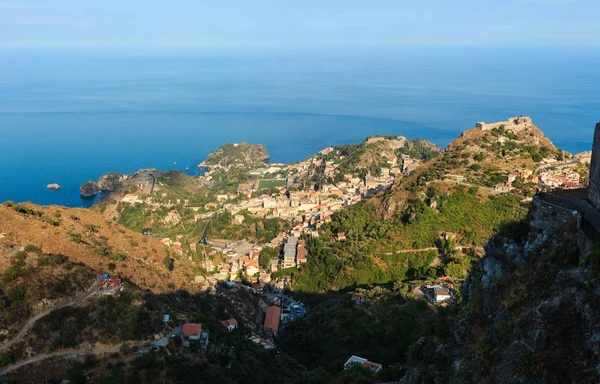Taormina pohled z Castelmola, Sicílie — Stock fotografie