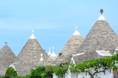 Trulli evlerin çatıları Alberobello, İtalya