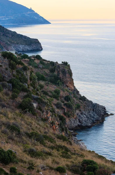 Abend zingaro Meeresküste, Sizilien, Italien — Stockfoto