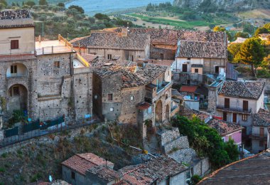 Sunrise Stilo village, Calabria, Italy clipart