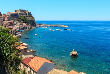 Scilla deniz kenarı, Calabria, İtalya.