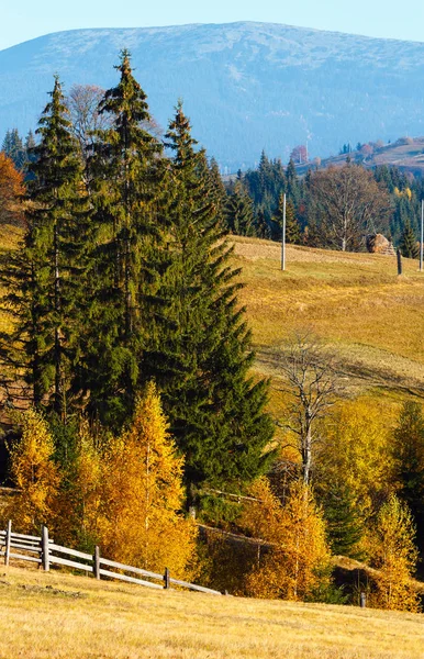 Na podzim Karpatské vesnice, Ukrajina. — Stock fotografie