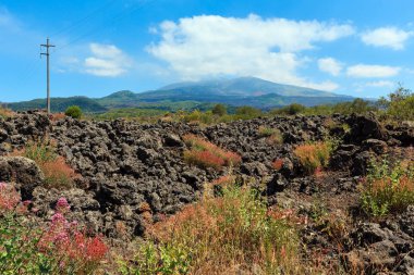 Etna yanardağı görünümü, Sicilya, İtalya