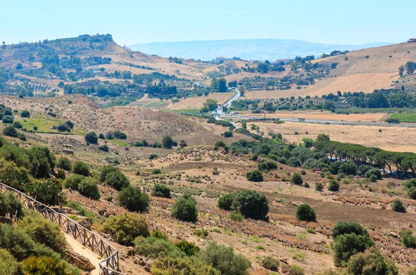 Pohled z údolí chrámů, Agrigento, Itálie — Stock fotografie