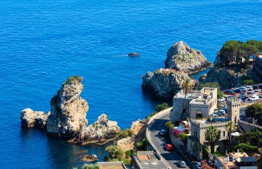 Taormina Sahilden yukarıya, Sicilya, İtalya