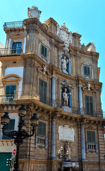 Quattro Canti plein, Palermo, Sicilië, Italië — Stockfoto