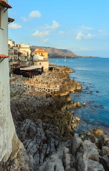 Cefalu sahil görünümü Sicilya, İtalya — Stok fotoğraf