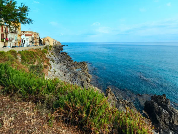 Pantai Cefalu pemandangan Sisilia, Italia — Stok Foto