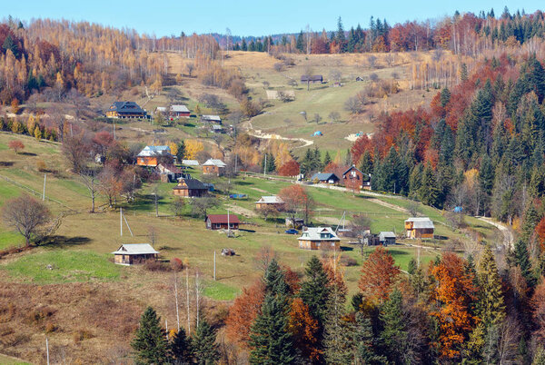 Autumn Carpathian village (Ukraine). 