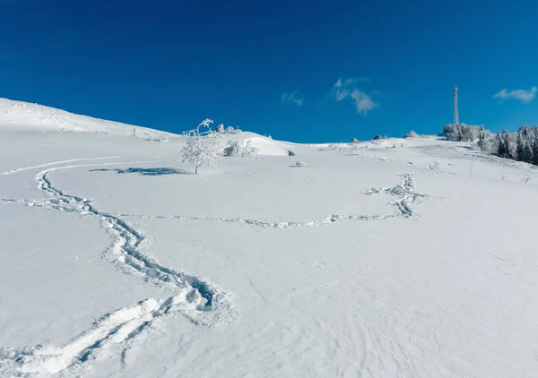 Winter Raureif Bäume, Turm und Schneeverwehungen (Karpaten mo — Stockfoto