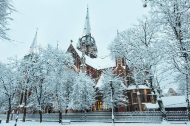 Sabahın ilk saatlerinde Sts. Olha Kilisesi ve Elizabeth Lviv City, İngiltere