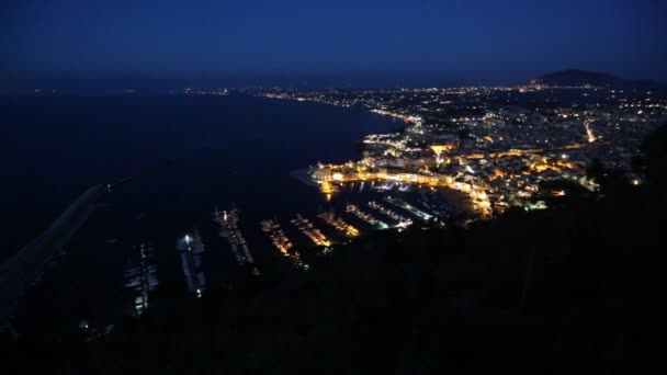 Noční Pohled Tyrhénském Moři Bay Města Castellammare Del Golfo Molo — Stock video