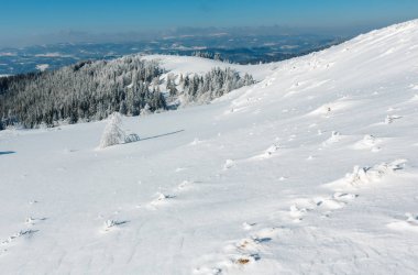 Kış karlı dağ manzarası