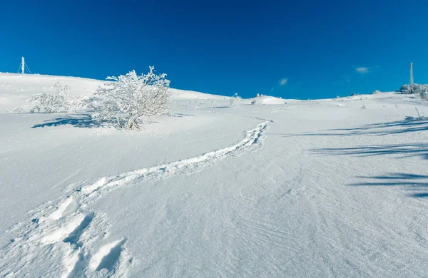 Winter Raureif Bäume, Turm und Schneeverwehungen (Karpaten mo — Stockfoto