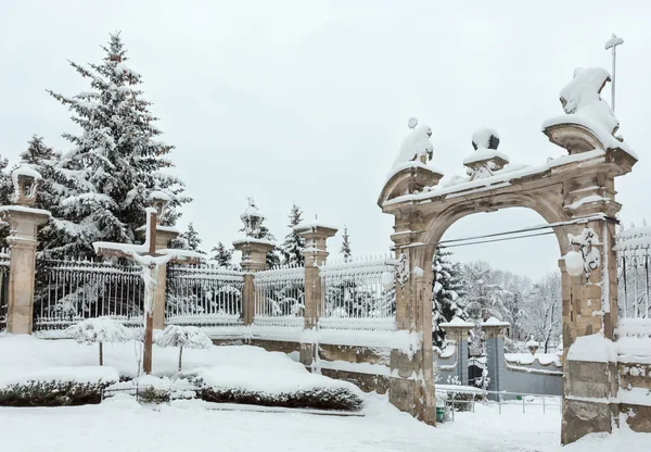 Courtyard St. George Cathedral zima (Lwów, Ukraina) — Zdjęcie stockowe