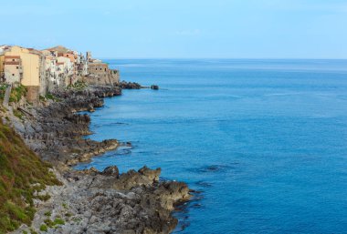 Cefalu sahil görünümü Sicilya, İtalya