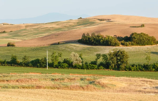 Tuscany zonsopgang platteland, Italië — Stockfoto