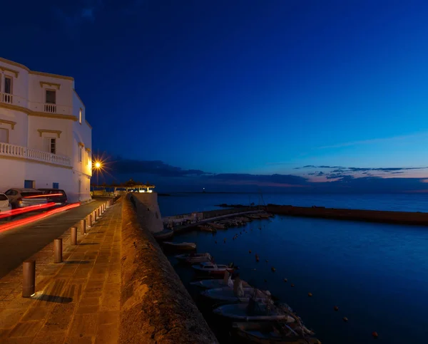 Noite Castelo de Gallipoli, Puglia, Itália — Fotografia de Stock