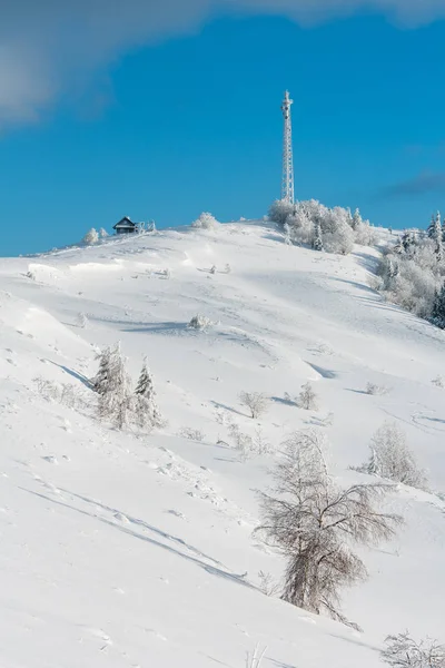 Ala de invierno árboles de glaseado, torre y ventisqueros (mo Cárpatos —  Fotos de Stock