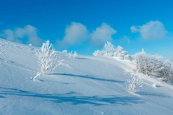 冬の雪に覆われた山の風景 — ストック写真