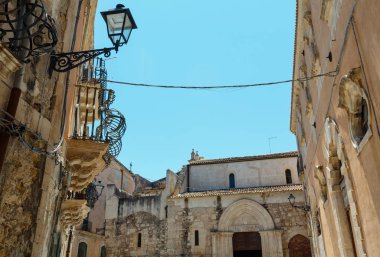 Ortigia sokak görünümü, Syracuse, Sicilya, İtalya.