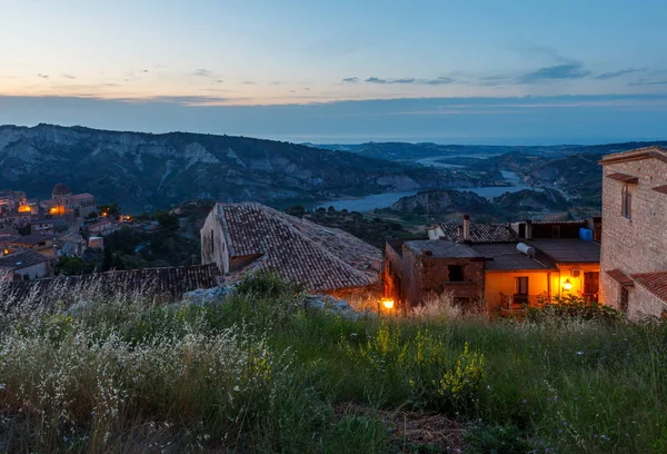 Sunrise Stilo village, Kalabria, Włochy — Zdjęcie stockowe