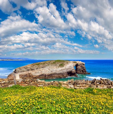 Cantabric sahil yaz manzara.