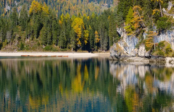 秋天和平的高山湖布拉什或草原野草。 Fanes-Sen — 图库照片
