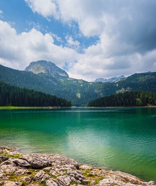 Black lake (Crno jezero) summer landscape. Zabljak Municipality,