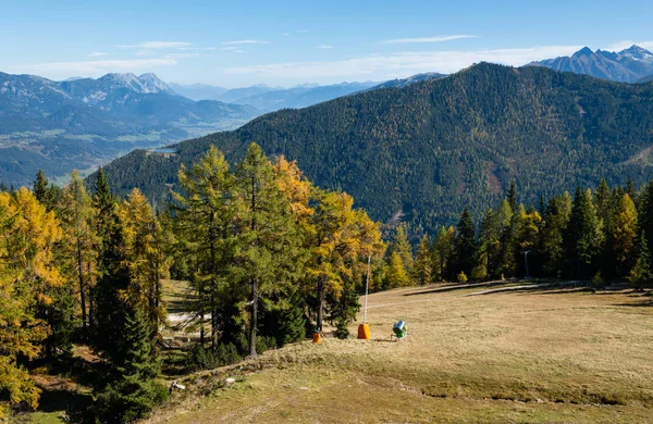 Békés őszi Alpok hegyi kilátás. Reiteralm, Steiermark, Austr — Stock Fotó
