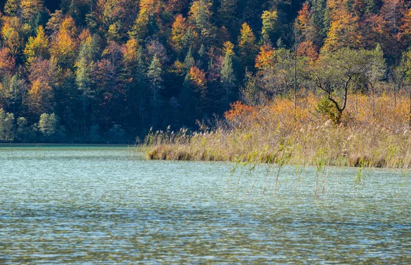 Tranquillo autunno Alpi lago di montagna Offensee lago, Salzkammergut , — Foto Stock