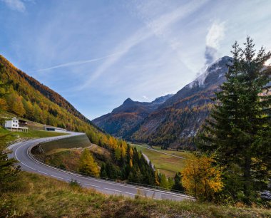 Autumn Alps mountain evening view from Felbertauernstrasse path,