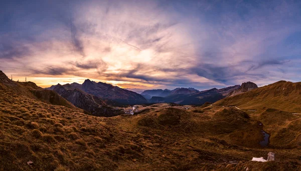 Soirée Crépusculaire Automne Alpin Dolomites Scène Montagne Trente Italie Vue — Photo