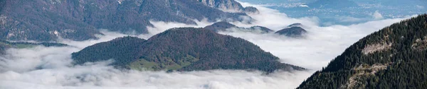 Outono Alpes Montanha Nebulosa Manhã Vista Jenner Viewing Platform Schonau — Fotografia de Stock