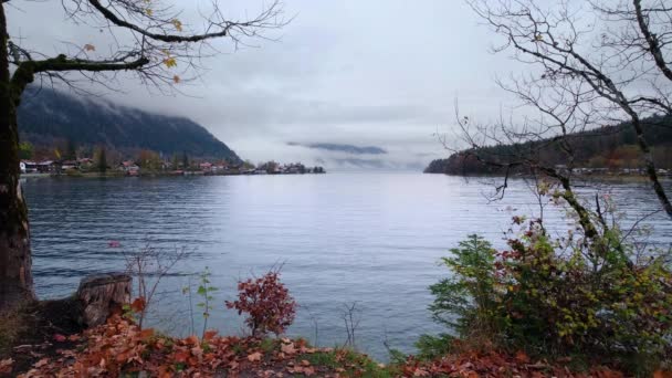 Górska Alpejska Jesień Zachmurzenie Wieczorem Jezioro Walchensee Widok Kochel Bawaria — Wideo stockowe
