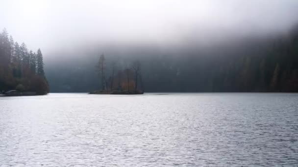 Horské Podzimní Mlhavé Ranní Jezero Konigssee Schonau Konigssee Národní Park — Stock video