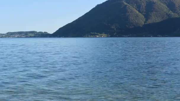 Tranquillo Autunno Mattina Vista Sul Lago Traunsee Alta Austria — Video Stock