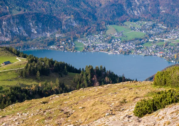 Schilderachtige Herfstalpen Bergmeren Uitzicht Vanaf Schafberg Uitkijkpunt Salzkammergut Opper Oostenrijk — Stockfoto
